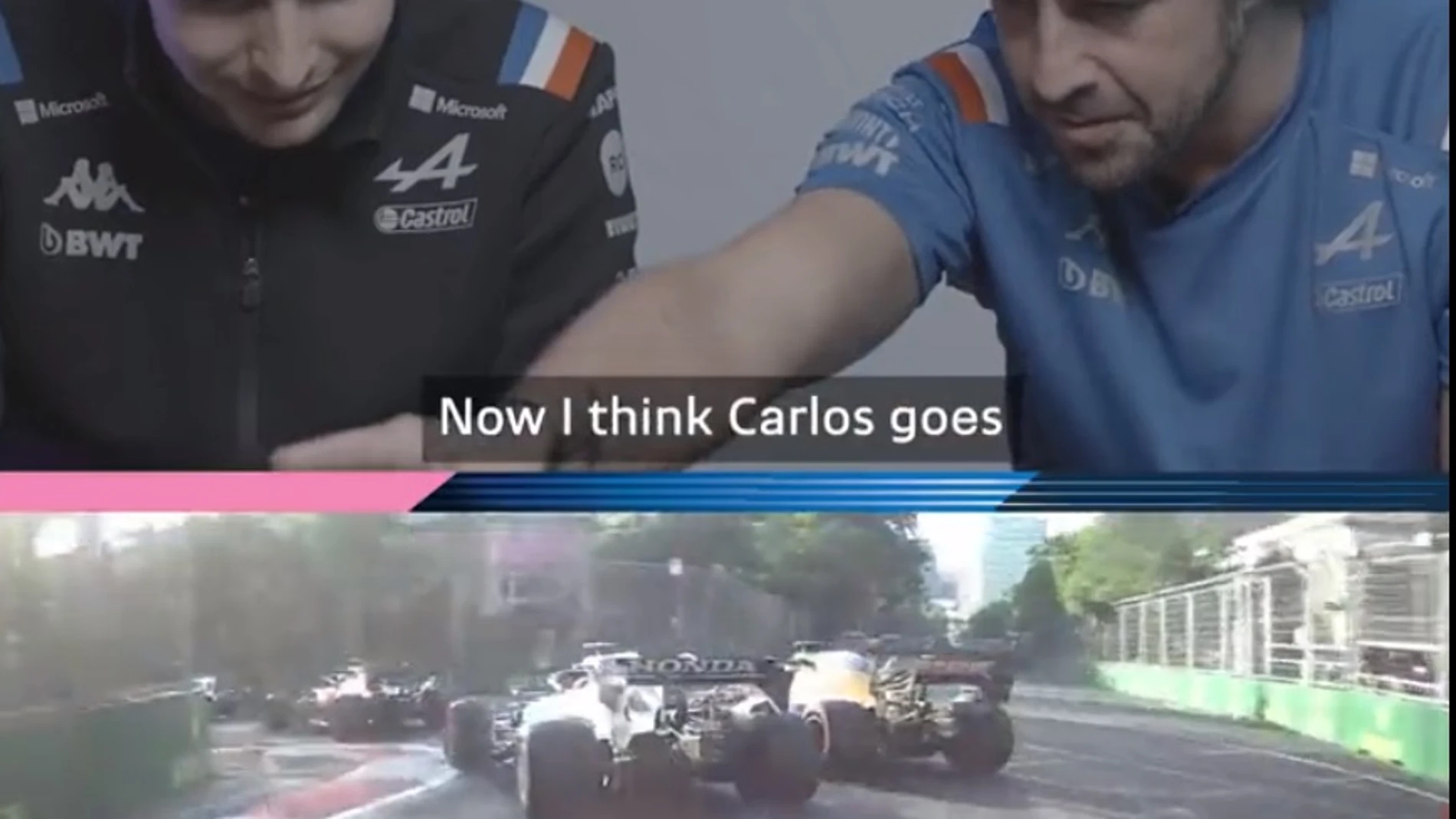 Fernando Alonso y Ocon alucinan con la &#39;minicarrera&#39; del bicampeón de F1 en Bakú 2021