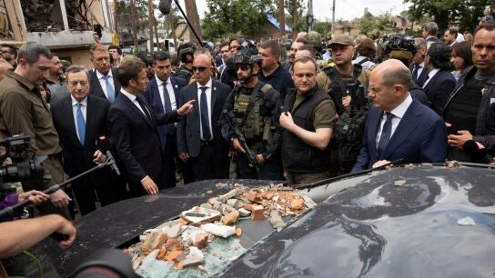 Scholz, Macron, Draghi y Iohannis visitan Irpin