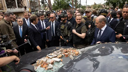 Scholz, Macron, Draghi y Iohannis visitan Irpin Scholz, Macron, Draghi y Iohannis visitan Irpin