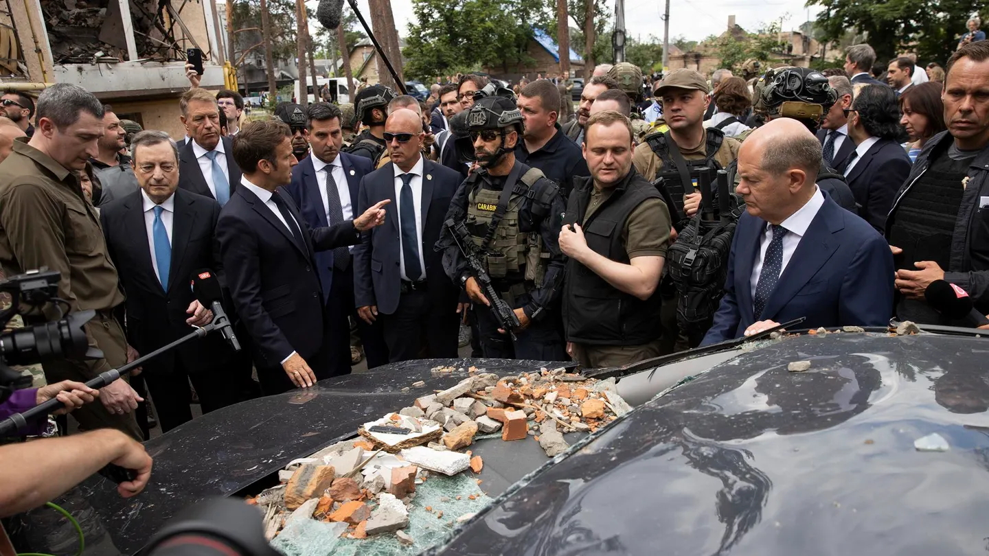 Scholz, Macron, Draghi y Iohannis visitan Irpin Scholz, Macron, Draghi y Iohannis visitan Irpin