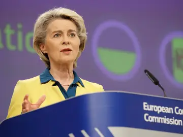 La presidenta de la Comisión Europea, Ursula von der Leyen, este viernes en Bruselas.