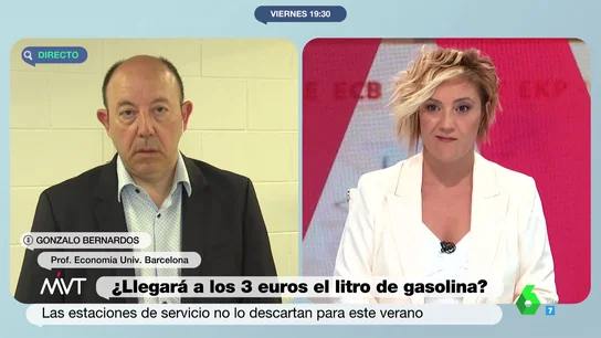 ¿Subirá hasta los 3 euros el litro de gasolina este verano? El economista Gonzalo Bernardos responde claramente a Cristina Pardo ¿Subirá hasta los 3 euros el litro de gasolina este verano? El economista Gonzalo Bernardos responde claramente a Cristina Pardo