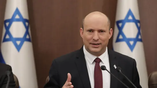 El primer ministro israelí, Naftali Bennett, durante una reunión de gabinete en la oficina del primer ministro en Jerusalén. El primer ministro israelí, Naftali Bennett, durante una reunión de gabinete en la oficina del primer ministro en Jerusalén.