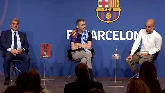 Joan Laporta, Juan Carlos Unzué y Pep Guardiola Joan Laporta, Juan Carlos Unzué y Pep Guardiola