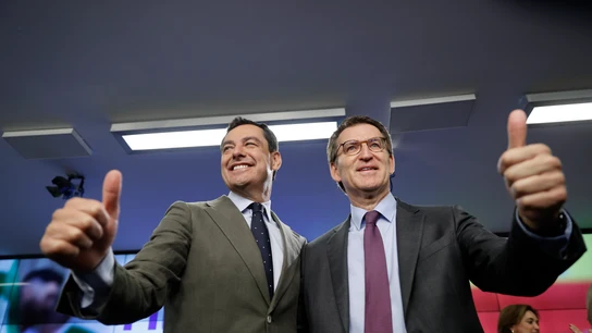 Juanma Moreno y Alberto Núñez Feijóo, en Génova Juanma Moreno y Alberto Núñez Feijóo, en Génova