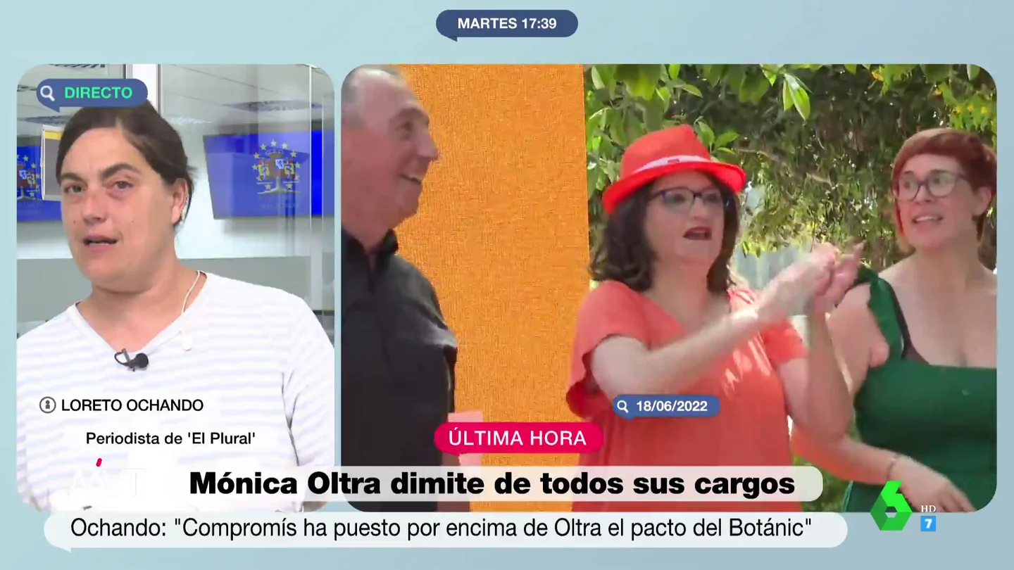 El análisis de Loreto Ochando tras la dimisión de Mónica Oltra: "Ella dispara contra Ximo Puig y el PSPV, pero quien la mata es su propio partido" El análisis de Loreto Ochando tras la dimisión de Mónica Oltra: "Ella dispara contra Ximo Puig y el PSPV, pero quien la mata es su propio partido"