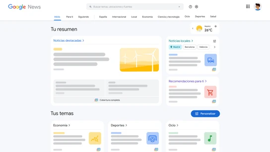 Imagen de la herramienta Google News (Google Noticias) Imagen de la herramienta Google News (Google Noticias)