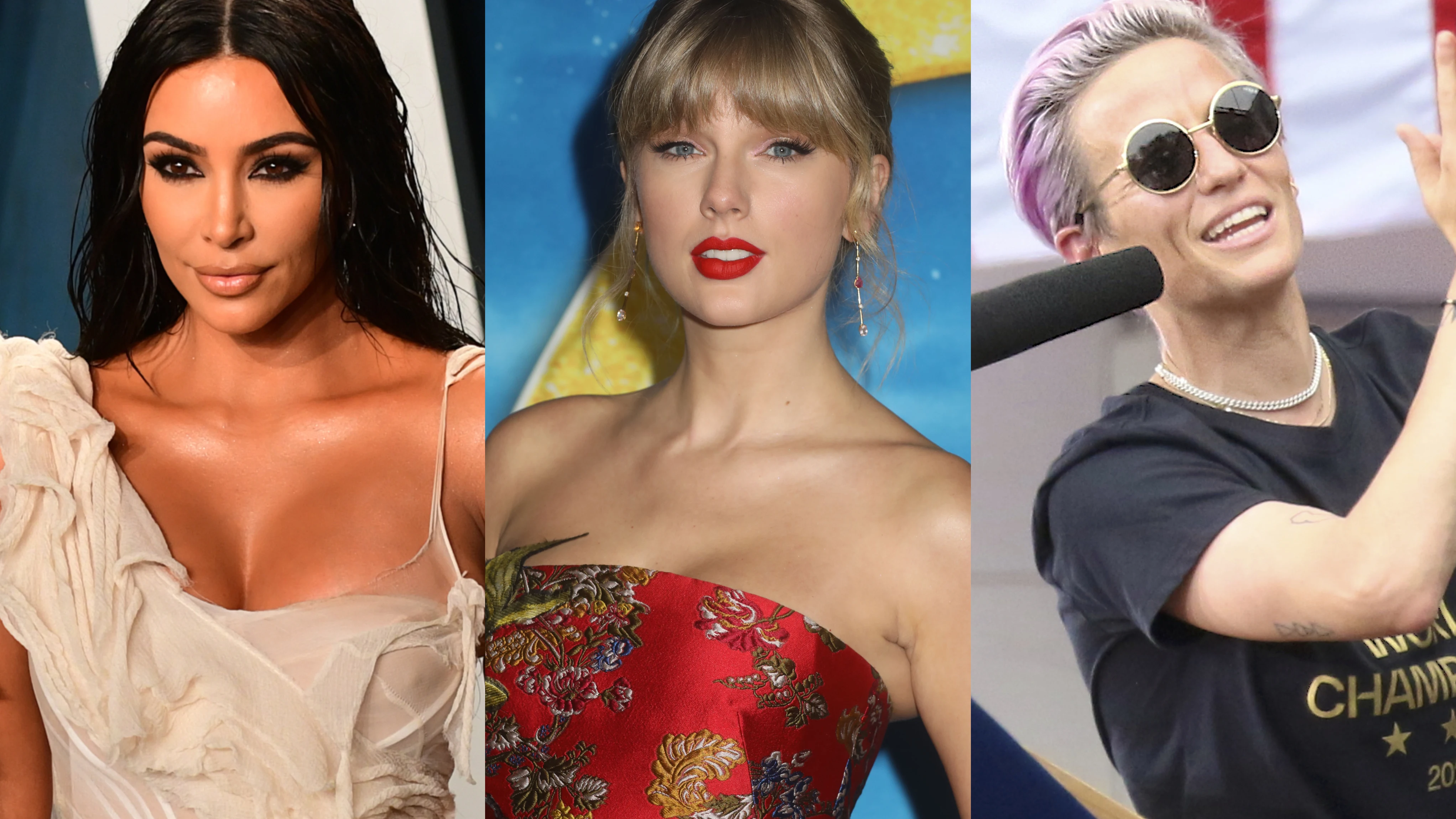 Imágenes de archivo de Megan Rapinoe, Taylor Swift y Kim Kardashian