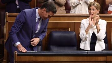 Yolanda Díaz y Pedro Sánchez en el Congreso