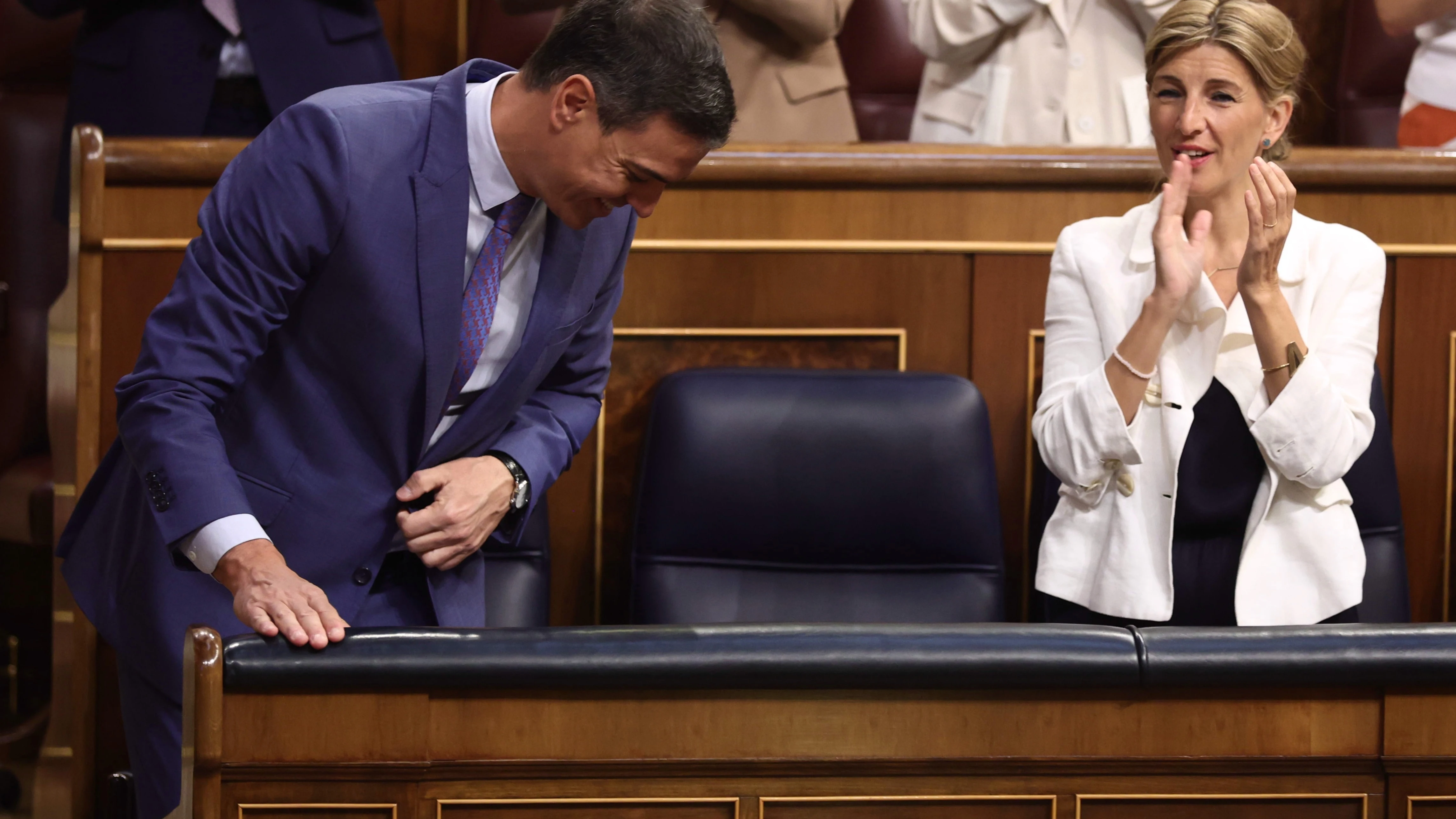 Yolanda Díaz y Pedro Sánchez en el Congreso