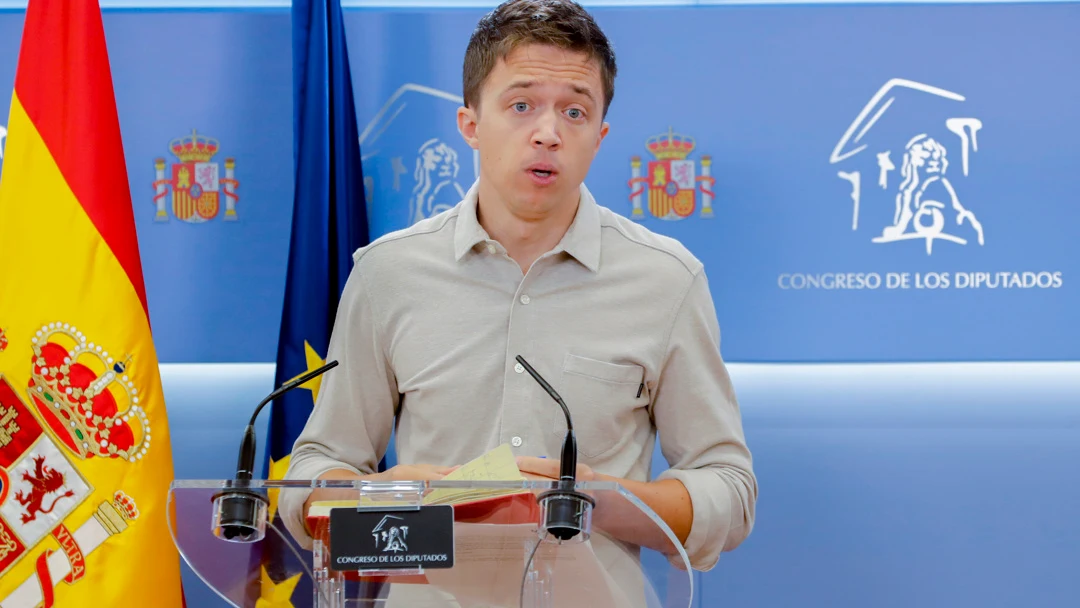 El portavoz de Más País,Íñigo Errejón, durante la rueda de prensa que ha ofrecido este martes en el Congreso que acoge la reunión de la Mesa de la Cámara/ EFE/ Luis Millan