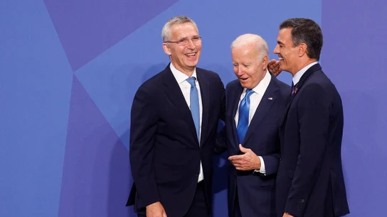 Jens Stoltenberg, Joe Biden y Pedro Sánchez, en la cumbre de la OTAN Jens Stoltenberg, Joe Biden y Pedro Sánchez, en la cumbre de la OTAN