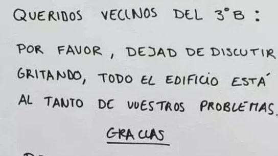 El lío entre vecinos que se ha hecho viral en Twitter: "Todo el edificio está al tanto de vuestros problemas" El lío entre vecinos que se ha hecho viral en Twitter: "Todo el edificio está al tanto de vuestros problemas"