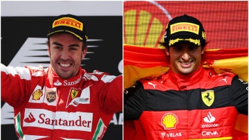 Fernando Alonso, en 2013 con Ferrari; Carlos Sainz, en 2022 también con Ferrari
