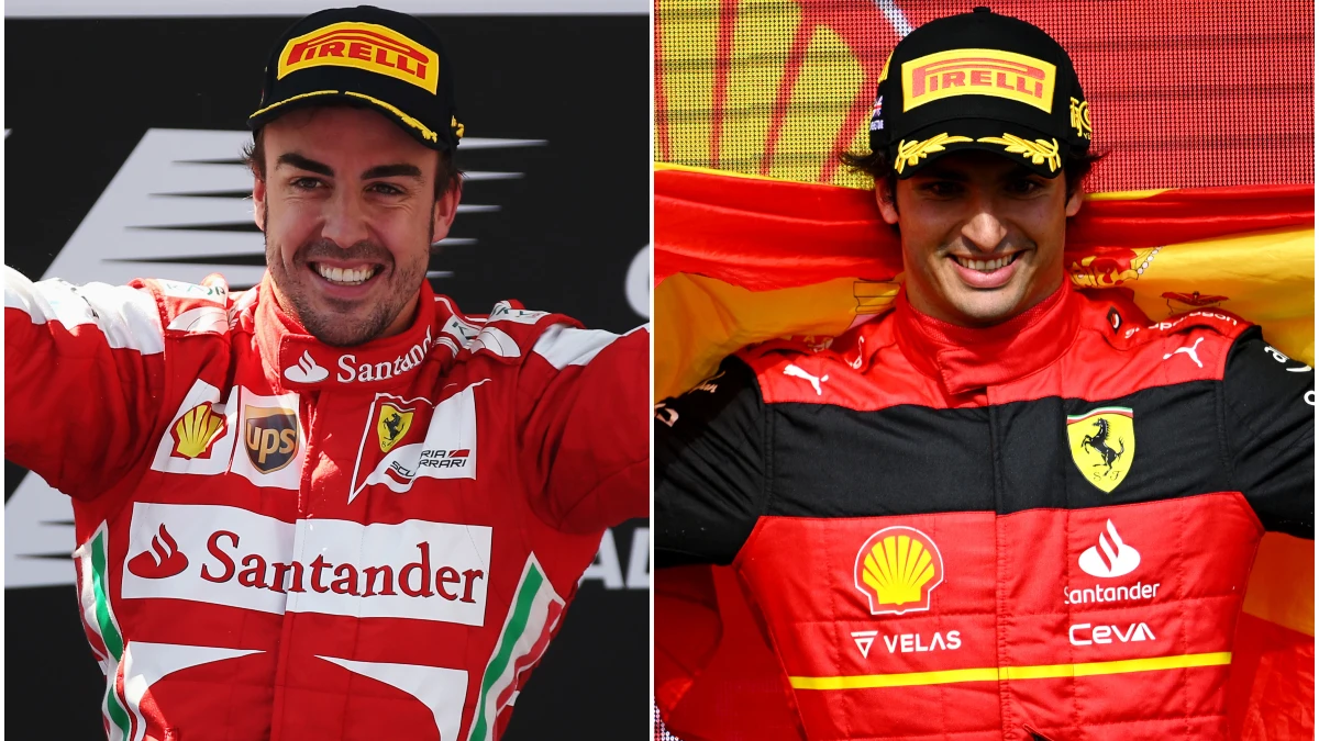 Fernando Alonso, en 2013 con Ferrari; Carlos Sainz, en 2022 también con Ferrari