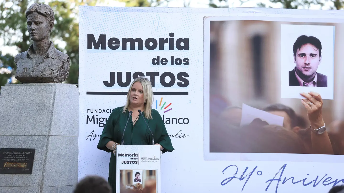 Foto de archivo del 12 de julio de 2021 de Marimar Blanco, durante el homenaje del 24 aniversario del asesinato de Miguel Ángel Blanco Foto de archivo del 12 de julio de 2021 de Marimar Blanco, durante el homenaje del 24 aniversario del asesinato de Miguel Ángel Blanco