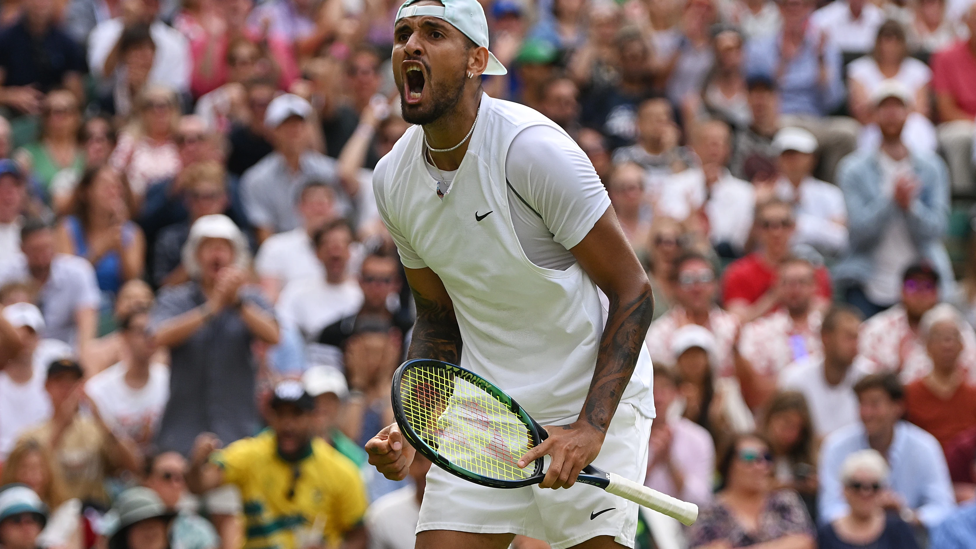 Kyrgios en un partido de Wimbledon