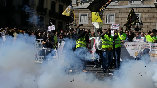 Protestas del taxi en Barcelona contra Uber y Cabify Protestas del taxi en Barcelona