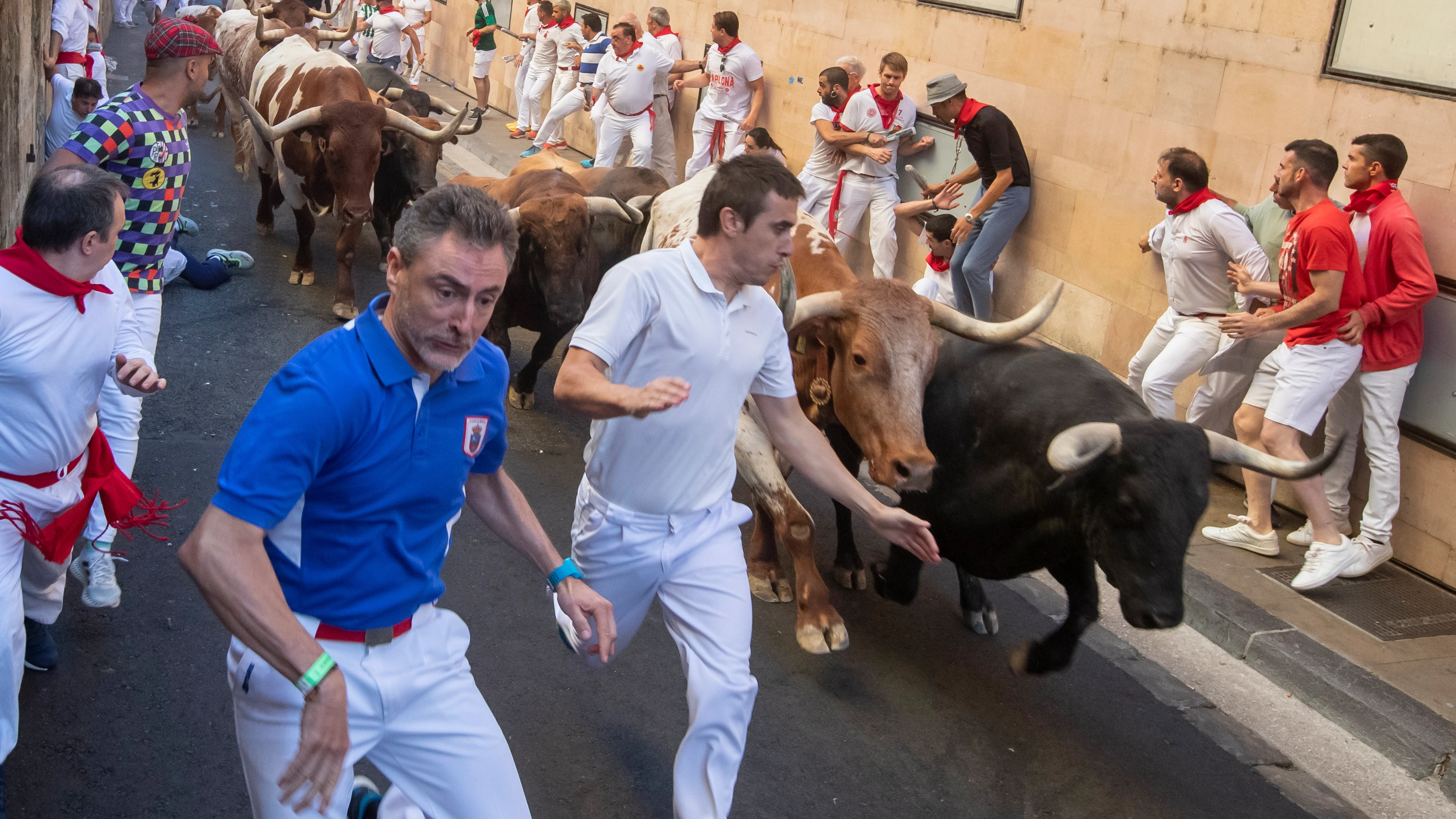 Momento del quinto encierro de los San Fermines 2022