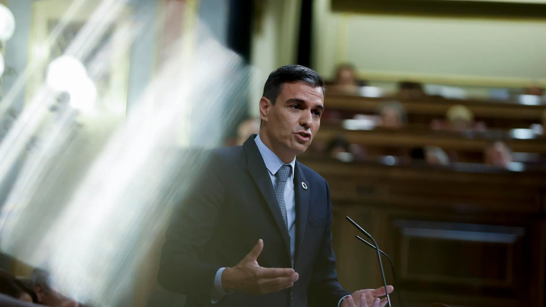 El presidente del Gobierno, Pedro Sánchez, interviene durante el debate sobre el estado de la nación que comienza este martes en el Congreso.