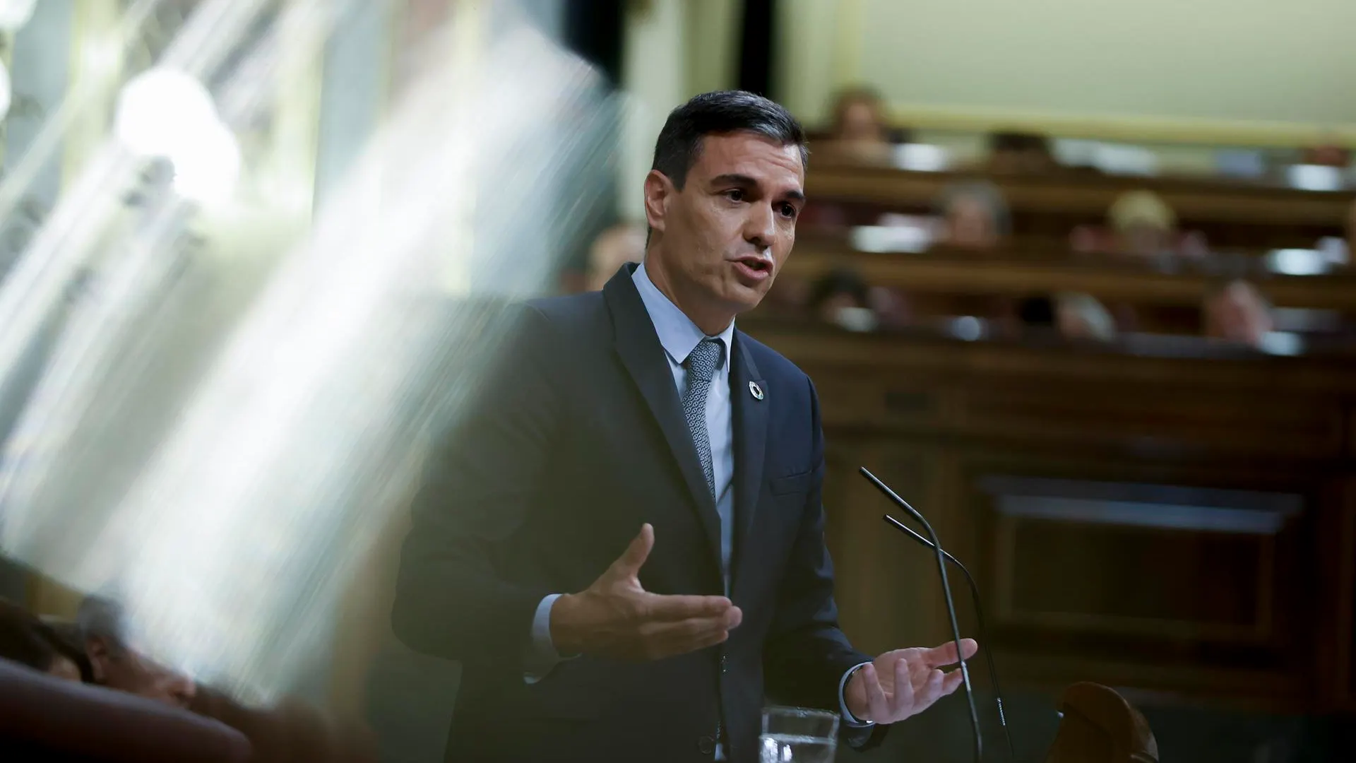 El presidente del Gobierno, Pedro Sánchez, interviene durante el debate sobre el estado de la nación que comienza este martes en el Congreso.