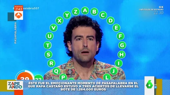El emocionante momento en el que Rafa Castaño está a punto de llevarse 1.264.000 euros del bote de Pasapalabra El emocionante momento en el que Rafa Castaño está a punto de llevarse 1.264.000 euros del bote de Pasapalabra