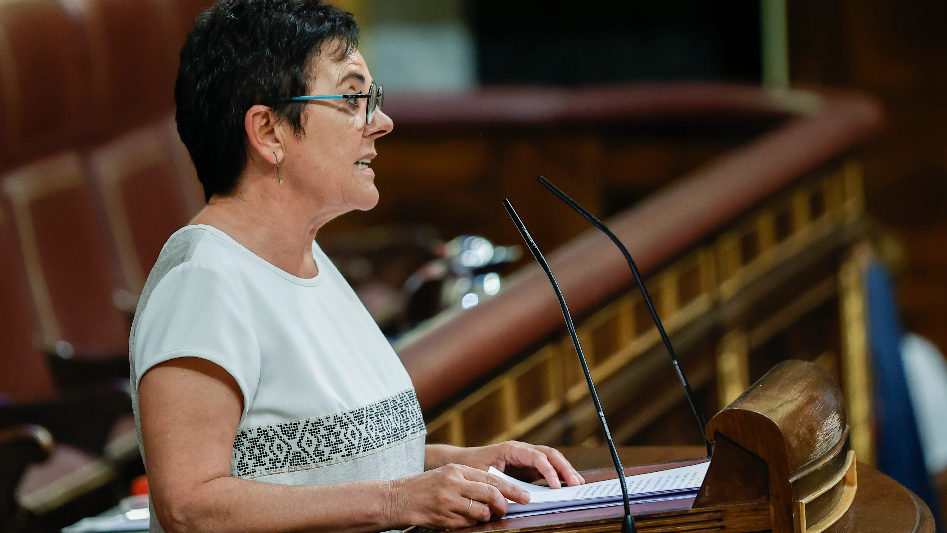 Mertxe Aizpurua (EH Bildu), durante su intervención en el debate sobre el estado de la nación