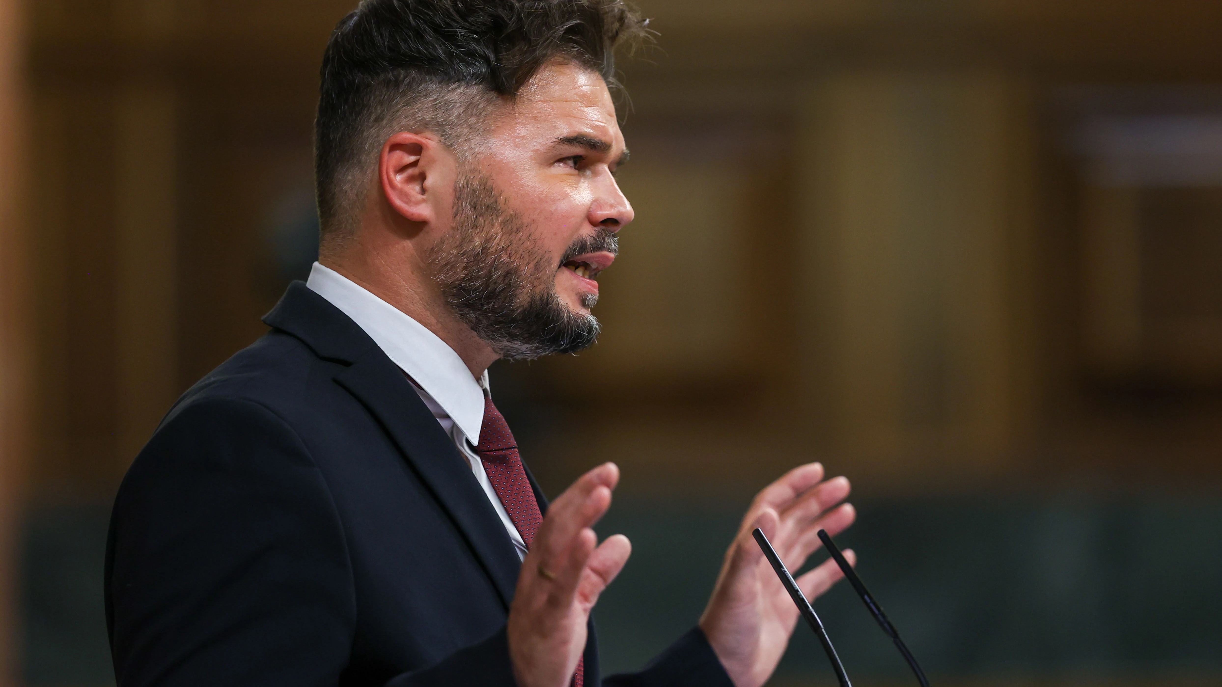 Gabriel Rufián durante su intervención en el Congreso