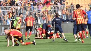 El Lecce, durante un partido