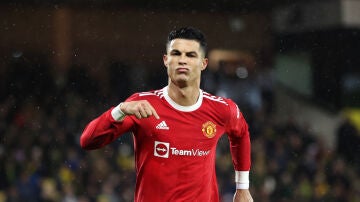 Cristiano Ronaldo en un partido con el Manchester United
