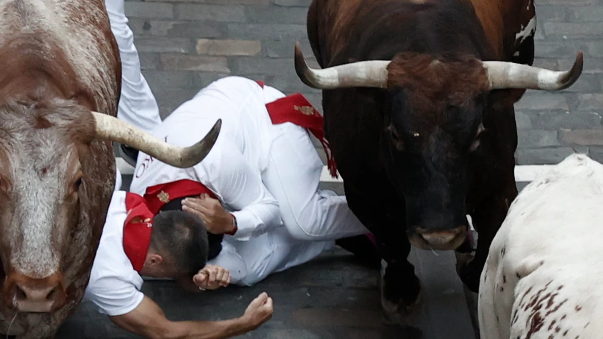 Imagen del octavo encierro de San Fermín 2022 Imagen del octavo encierro de San Fermín 2022
