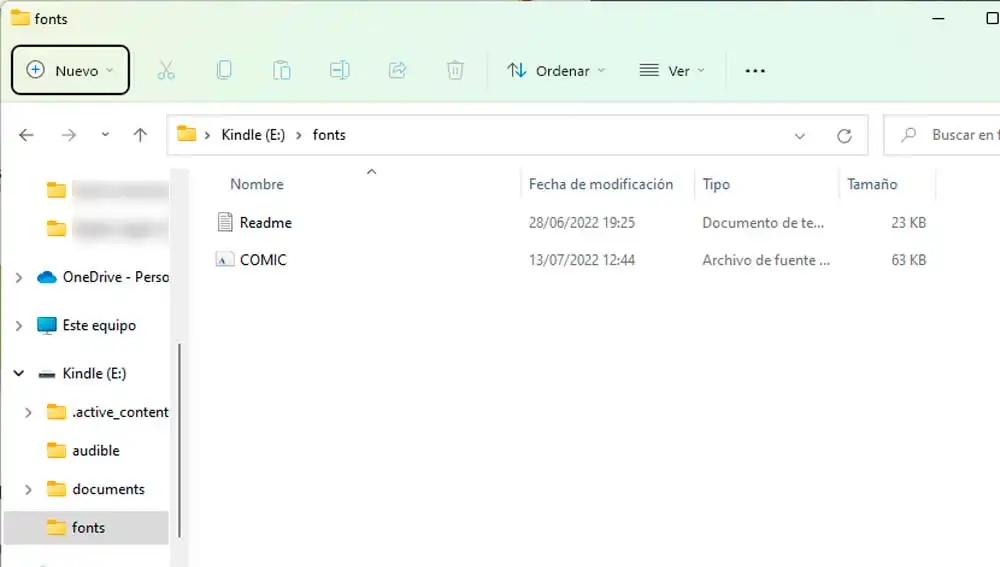 Copiando las fuentes nuevas al kindle