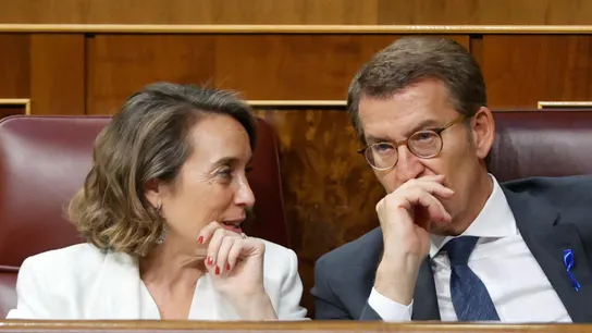El presidente del PP, Alberto Núñez Feijóo, junto a la portavoz del PP en el Congreso, Cuca Gamarra. El presidente del PP, Alberto Núñez Feijóo, junto a la portavoz del PP en el Congreso, Cuca Gamarra.
