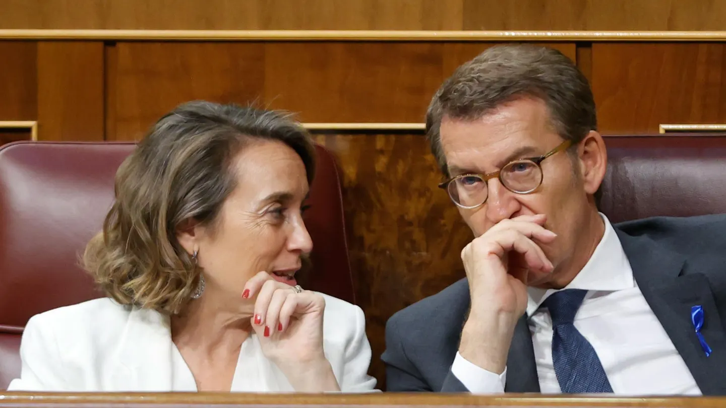 El presidente del PP, Alberto Núñez Feijóo, junto a la portavoz del PP en el Congreso, Cuca Gamarra. El presidente del PP, Alberto Núñez Feijóo, junto a la portavoz del PP en el Congreso, Cuca Gamarra.