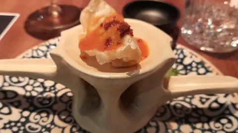 Gyoza de crema de chistorra en Le Macao Gyoza de crema de chistorra en Le Macao