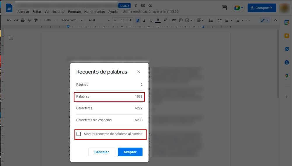 Google Docs c mo contar palabras en un documento