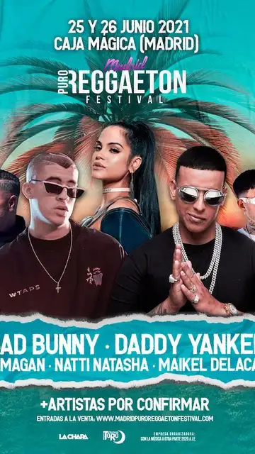 Cartel del festival para 2021, cuando aún mantenían la asistencia de Bad Bunny Cartel del festival para 2021, cuando aún mantenían la asistencia de Bad Bunny