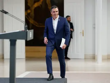El presidente del Gobierno, Pedro Sánchez, durante su balance del curso político