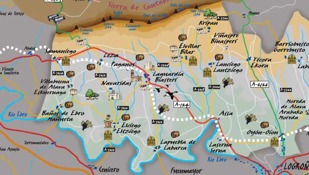 Mapa del Camino de Santiago en Rioja Alavesa