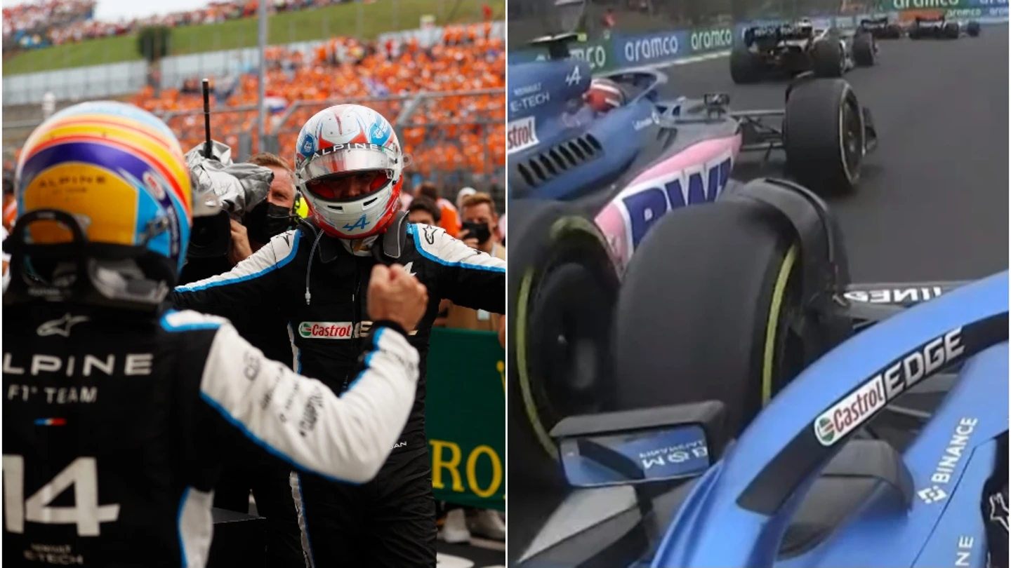 Fernando Alonso y Esteban Ocon durante los GPs de Hungría 2021 y 2022 Fernando Alonso y Esteban Ocon durante los GPs de Hungría 2021 y 2022