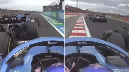 La 'onboard' de la salida de Fernando Alonso que evidencia la 'mala praxis' de Esteban Ocon La 'onboard' de la salida de Fernando Alonso que evidencia la 'mala praxis' de Esteban Ocon