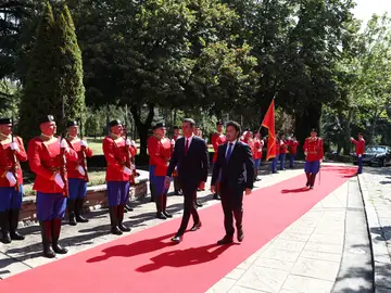 Pedro Sánchez, durante su visita a Montenegro