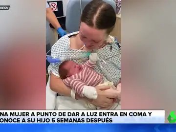Mujer en coma por covid conoce a su bebé cinco semanas después
