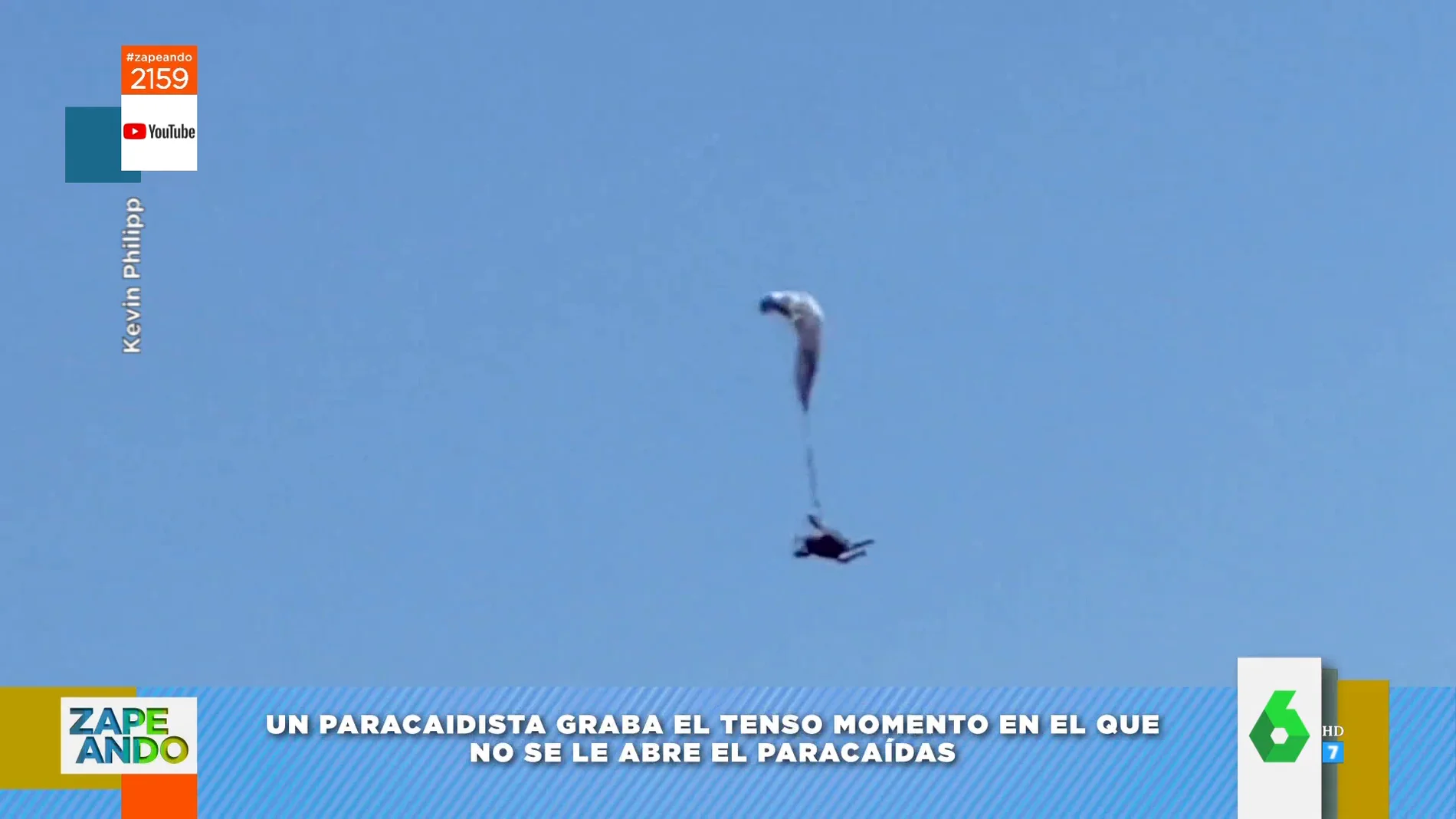la angustiosa caída en picado de un hombre al no abrirse sus dos paracaídas 