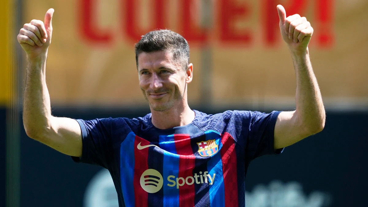 Robert Lewandowski, con la camiseta del Barça