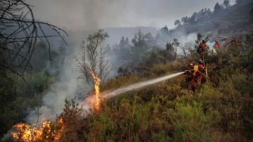 El fuego en Bejís evoluciona favorablemente y sin llamas en la mayor parte de su perímetro 