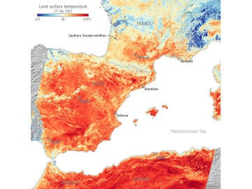 Calor en la superficie del sur de Europa