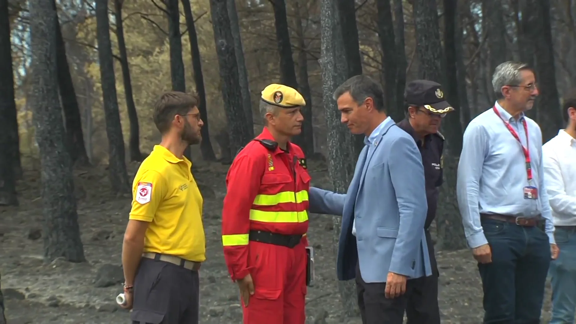 El presidente del Gobierno, Pedro Sánchez, en los terrenos de Bejís.