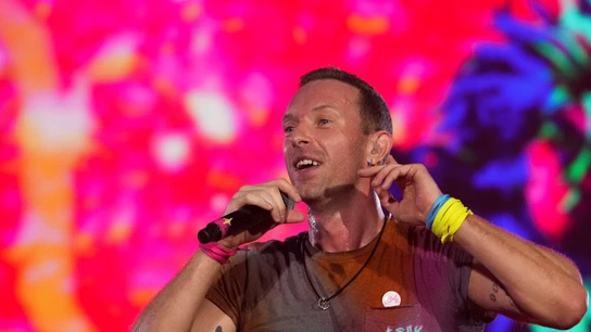 Chris Martin, durante uno de los conciertos de Coldplay de la gira Music of the Spheres Chris Martin, durante uno de los conciertos de Coldplay de la gira Music of the Spheres