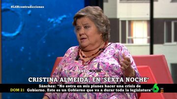 Cristina Almeida: "Esta coalición está aguantando, no tiene que terminarse antes y si quieren cambiar a ministros, que los cambien"